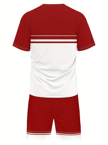 Men'S Casual "Milano Italia" Graphic Tee & Shorts Set - Black & White, Breathable Summer Outfit with Drawstring Waist, Comfortable for Casual Attire, Casual Attire|Italianinspired Design|Stretchy Fabric
