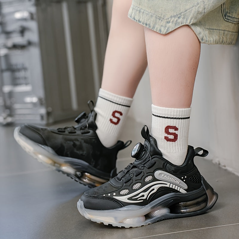 New Youngsters's Fashion Casual Sports Shoes Outdoor Running Shoes with Rotating Buttons and Soft Soles