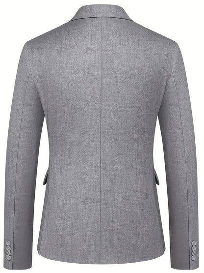 2pcs Luxury Classic Men'S Solid Color Suit - Notched Lapel Blazer and Pants, Regular Fit, Long Sleeve, Traditional Silhouette, Ideal for Weddings, Business Meetings - High-Quality Fabric, Comfortable Wear, Stylish Design, Wed