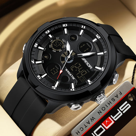 SANDA Men'S Digital Outdoor Sports Wristwatch,Waterproof Multifunctional Chronograph Quartz Watch For Gift Clock 9053