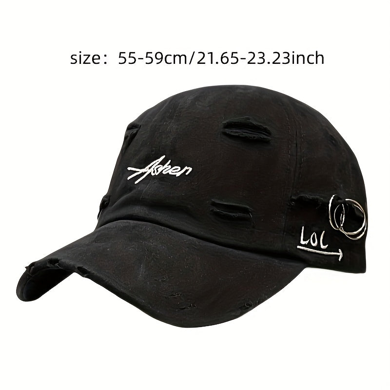 Distressed Baseball Cap - Soft Top, Sun Protection, Retro Street Style, Lightweight Polyester, Adjustable Fit for Men and Women, Perfect for Spring and Autumn, Spring Cap | Retro Streetwear | Lightweight Cap