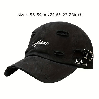 Distressed Baseball Cap - Soft Top, Sun Protection, Retro Street Style, Lightweight Polyester, Adjustable Fit for Men and Women, Perfect for Spring and Autumn, Spring Cap | Retro Streetwear | Lightweight Cap