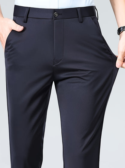 Men's Casual Straight Leg Pants, Chic Business Style Versatile Trousers for Daily Wear