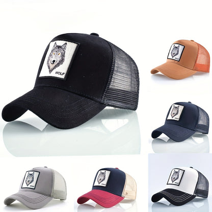 Animal Caps Trucker Hat Men Black Baseball Cap Women White Baseball Cap Men Wolf Trucker Cap Breathable Mesh Summer Baseball Caps Men'S & Women'S Wolf Embroidery Snapback Trucker Hat Fitted Outdoor Sports Adjustable Cap Gorra