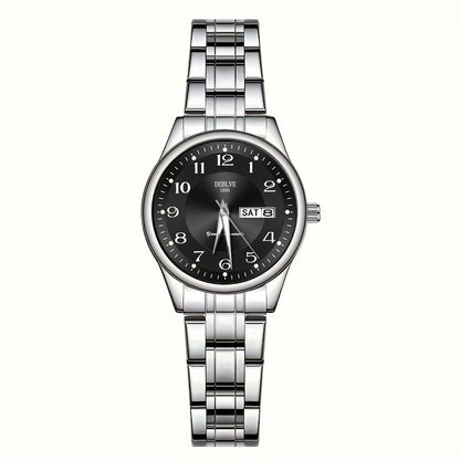 DEBLVE Women'S Ultra-Thin Stainless Steel Quartz Watch - Stylish, Lightweight, IPX7 with Calendar, Luminous Day Display, and Stainless Steel Band - Perfect for Casual Wear, DEBLVE