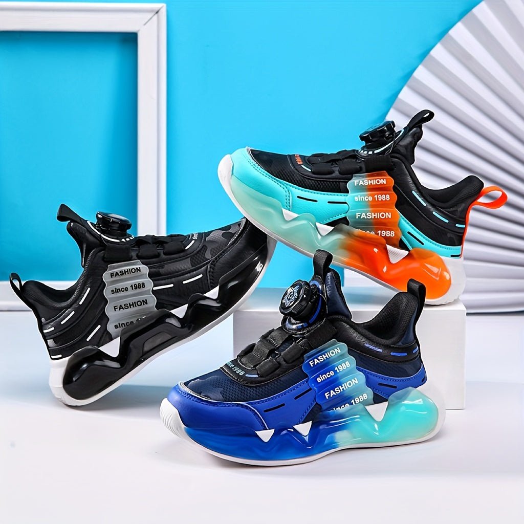 Boys' Ultra-Light Running Shoes with Rotating Buckle - Breathable, Non-Slip Sole for Outdoor Activities, Fall/Winter Collection