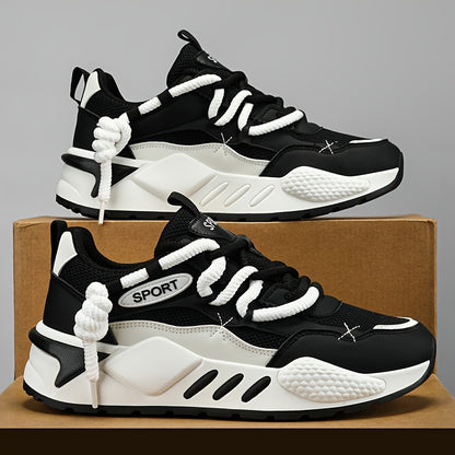 Double Lace Trendy Platform Sneakers, Soft Sole Comfy Jogging Shoes For All Seasons