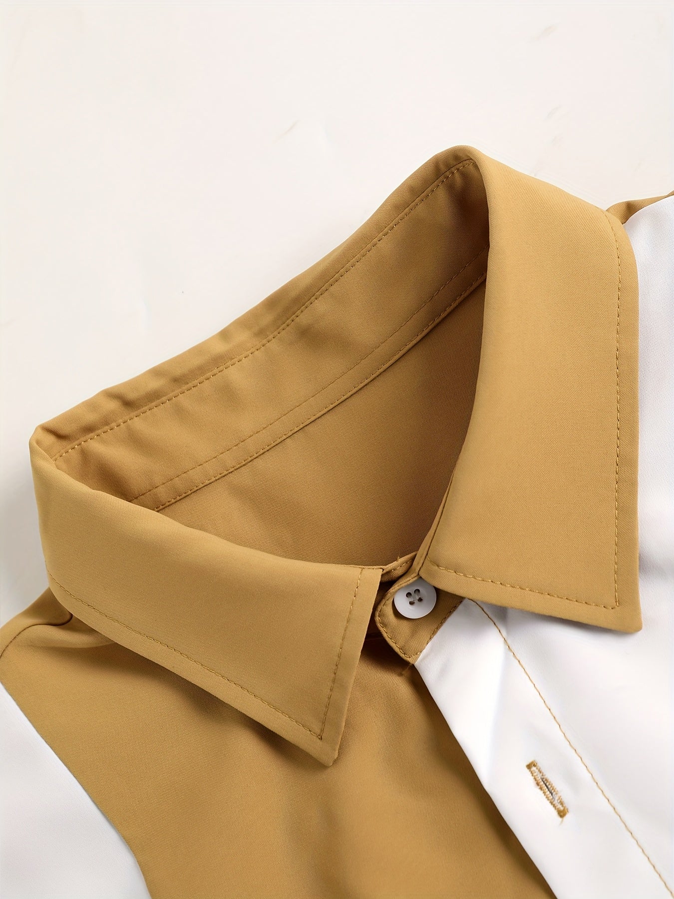 Men'S Casual Two-Piece Spring/Summer Color Block Short Sleeve Shirt and Pants Set - Polyester, Regular Fit, Button-Up with Pocket, No Belt, All-Season Wear, Casual Attire|Casual Style|Polyester Fabric