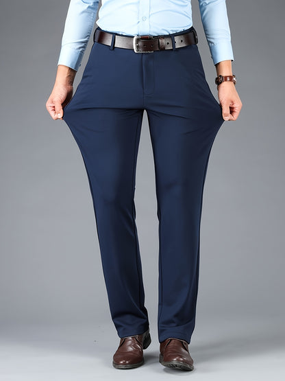 Men's Casual Straight Leg Pants, Chic Business Style Versatile Trousers for Daily Wear