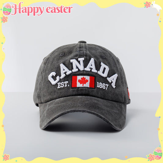 Canada 1867 Maple Leaf Baseball Cap - Vintage Style, Lightweight, Bend-Brim Design, Perfect for Outdoor Activities or as a Gift, Casual Cap | Distressed Look | Fabric Cap, Canada Day Hat