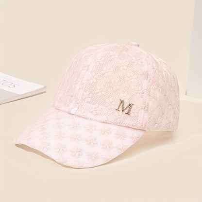 Women'S Summer White Lace Flower Baseball Cap - Breathable, Stretchy, Snap Closure, Stylish and Versatile, Hand Wash Only, Summer Cap|Stylish Headgear|Breathable Fabric