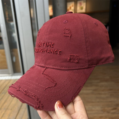 Women's Distressed Embroidered Baseball Cap - Adjustable Lightweight Sun Hat with Wide Brim for Outdoor Travel, Casual Outings & Daily Use, Machine Washable, Outdoor Headwear, Trendy Baseball Cap, Rustic Appeal, Summer Access