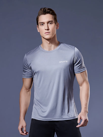 Men's Ultra-Thin T-Shirt with Round Neck, Lightweight and Breathable Performance Running Top for Gym Workouts