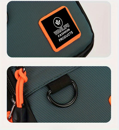 Stylish Men's chest bag with lightweight canvas material, available in black, gray, and blue. Fashionable casual waist pack for outdoor sports, perfect as a gift for men