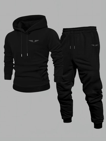 Men'S Casual Fleece-Lined Hoodie - "Sonic" Graphic Print, Loose Fit, Long Sleeve Pullover with Kangaroo Pocket, Black, Fall/Winter Streetwear, Casual Wear Hoodie|Graphic Print Hoodie|Fleece Lined Interior, Sweater Hoodie
