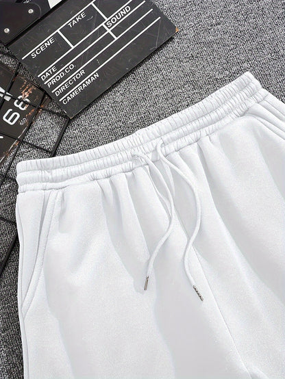 Men'S Casual 2pcs Set, Los Angeles Print, Short Sleeve Crew Neck T-Shirt & Knee-Length Shorts, Polyester & Spandex Blend, Comfortable Home Wear, All-Season Knit Fabric with Pockets, Regular Fit