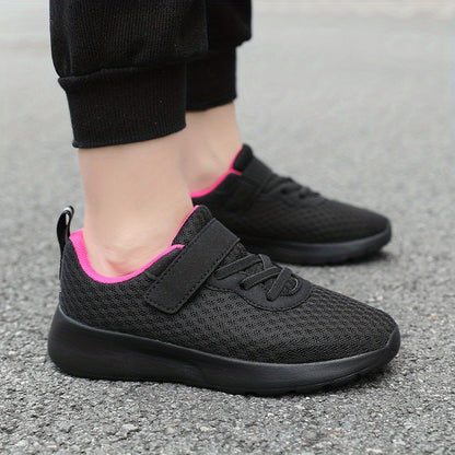Girls' Fashionable Mesh Running Footwear, Casual Athletic Style, 28-40 Sizes, Magenta Accent, EVA Sole, PU Insole, for Spring/Fall