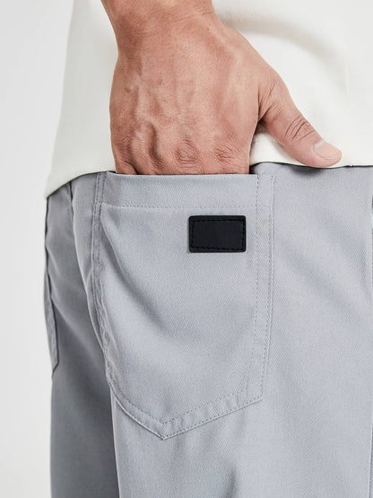Men's Solid Color Drawstring Cargo Pants - Casual, Loose Fit with Multiple Pockets, Machine Washable
