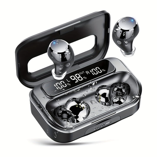 Wireless Earphones 5.3 True Wireless Earbuds with 120H Playback, LED Power Display, Wireless Charging Case, Microphone for TV, Smartphone, Laptop, Sports