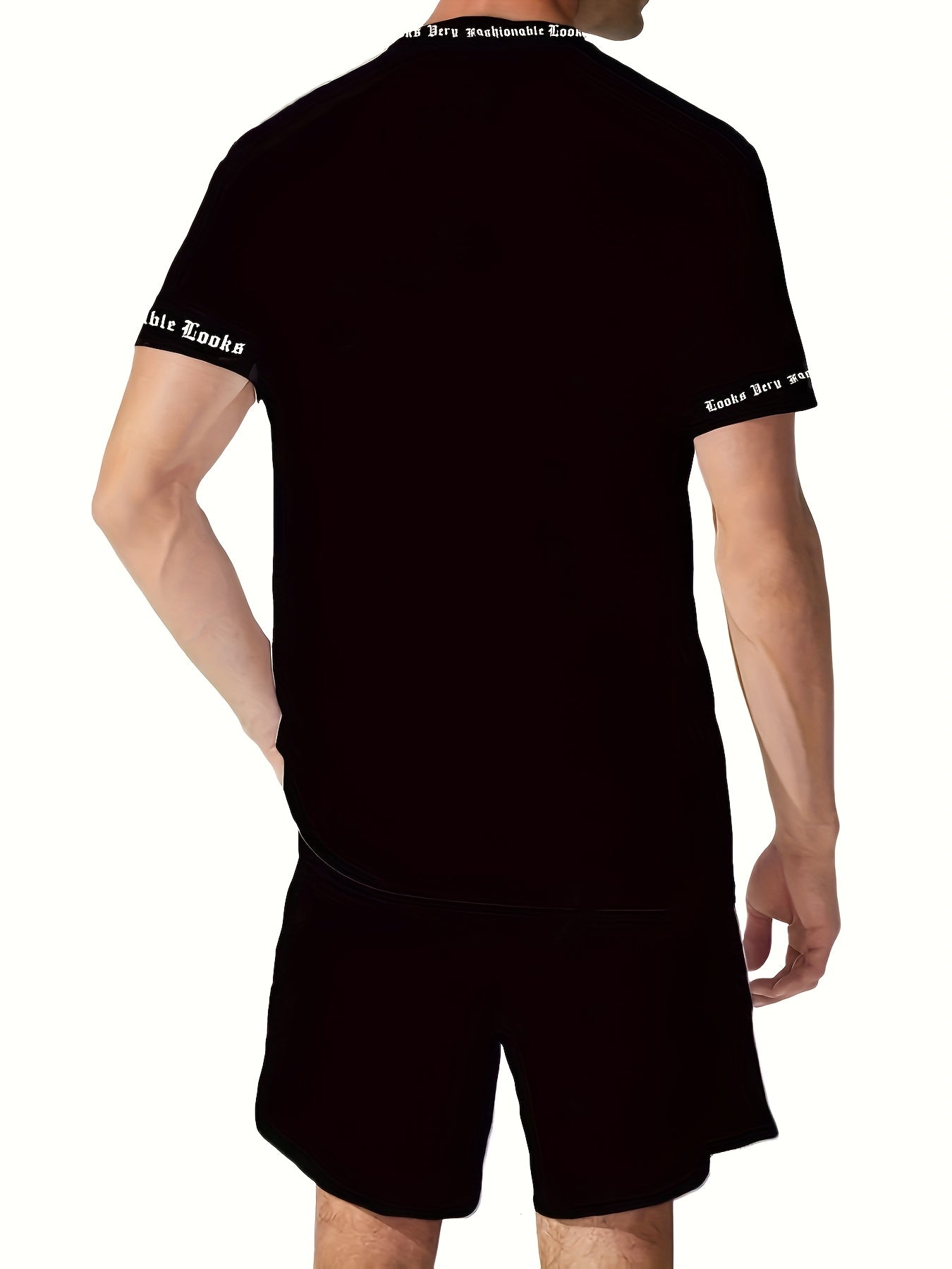Men'S Los Angeles Graphic Print Casual Sportswear Set - Breathable Summer Short Sleeve T-Shirt & Drawstring Shorts with Pockets, Regular Fit, Crew Neck, Comfortable & Stylish for Casual Attire, Leisure Clothing | Trendy Sport