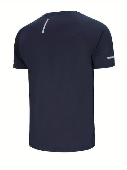 A Set of Three Print Designs for Men'S Casual Sportswear, Featuring Quick-Dry Breathable Short-Sleeve T-Shirts with Round Necks And Elastic Waist Shorts with Pockets, Suitable for Sports And Fitness Activities in Spring, Summ