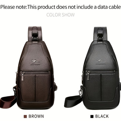 New Men'S Chest Bag 2024 Genuine Faux Leather Texture Crossbody Bag Casual Shoulder Bag Men'S Large Capacity Backpack Trendy