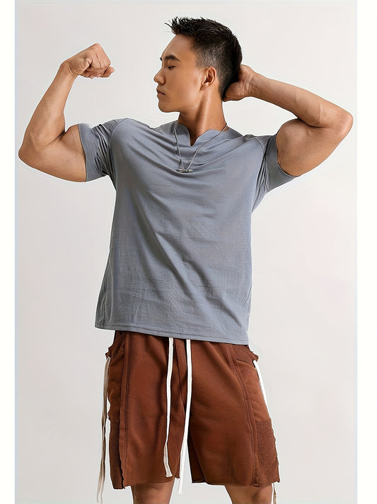 Men's Quick-Dry Gym T-Shirt - Muscle Crew Neck Workout Shirt, Stretch Athletic Tee for Weightlifting, Running, Training - Non-See-Through Muscle Builder Top (Hand Wash/Dry Clean) - Ideal for Gym & Casual Outfits, Gym Shirt, A
