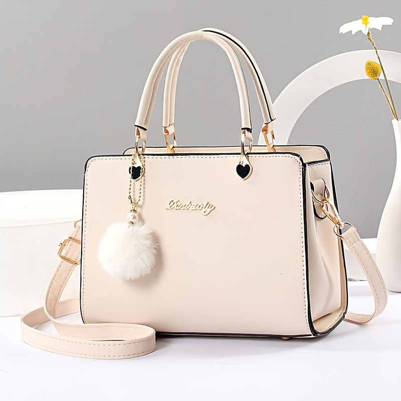 Elegant Black Tote Bag for Women - Large Capacity, Versatile with Detachable Strap, Smooth Finish, Perfect for Work & Casual Outings