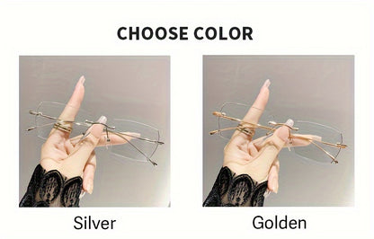 1pc Rimless Square Photochromic Glasses - Elegant & Lightweight, Color-Changing Lenses for Indoor/ Use, Ideal for Daily Wear, School, Business, & Special Occasions, Non-Prescription, Perfect Gift