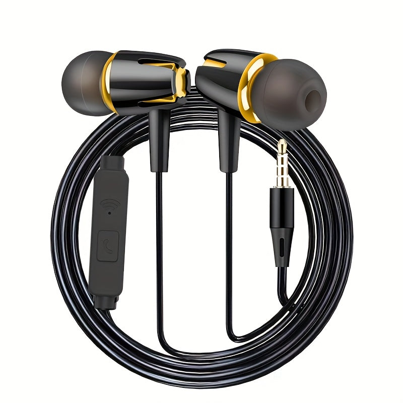 High-quality wired earphones with semi-in-ear design, supporting mobile phones, computers, games, karaoke, wired control with microphone in-ear design, high-definition calls, 3.5mm jack, suitable for sports, running, skipping