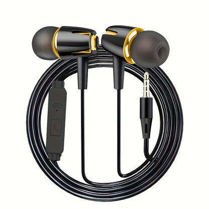 High-quality wired earphones with semi-in-ear design, supporting mobile phones, computers, games, karaoke, wired control with microphone in-ear design, high-definition calls, 3.5mm jack, suitable for sports, running, skipping
