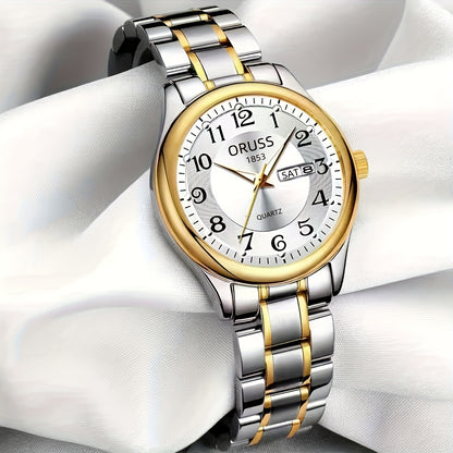 Elegant Women's Quartz Watch - Stainless Steel Band, Alloy Case with Dual Calendar Feature, Non, Round Shape