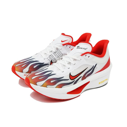 Nike Zoom Fly 6 Running Shoes - Lightweight Cushioned Athletic Sneakers with Zoom Air Technology, Low-Top Training Shoes for Men & Women, All-Season Gym, Marathon, Casual Attire - White/Red Colorway (HQ3498-100), Sneakers, Ma