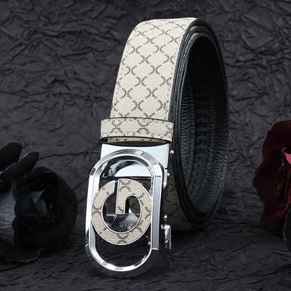 2025 New Automatic Buckle Belt, Versatile Business Casual Luxury Trendy Men's Leather Belt