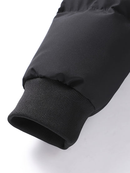 Men's Heavyweight Winter Coat - Full-Zip Cold Weather Jacket, Stand-Up Collar, Exterior Zipper Closure, Machine Washable Outer Shell for Everyday & Formal Wear - Black, Seasonal Layering, Sleek Design, Durable Fabric, Urban C