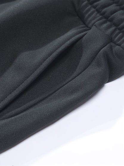 1set Men'S Casual Sports Suit, Polyester Hooded Sweatshirt and Jogger Pants Set, Solid Color, Elastic Waist, Cuffed Ankles, Knit Pullover with Pockets, Regular Fit for Outdoor Running and Jogging - Spring/Autumn Collection