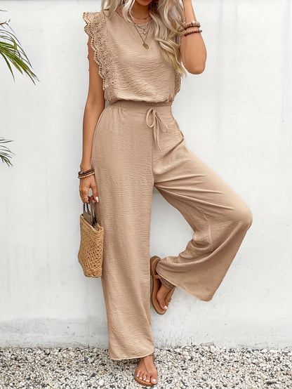 Elegant Exclusive Lace Trim Short Pants Set