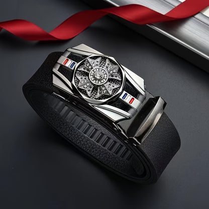 The Belt For Men With Automatic Buckle Is Of High Quality, Suitable For Young And Middle-aged Businessmen, Rotating Belt For Casual And Versatile Wear.