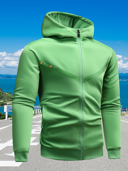 Men'S Sports Casual Suit, Spring and Autumn Hooded Cardigan Sweatshirt Set, Outdoor Sports Running Wear Fitness Home Clothes High-Quality Two-Piece Men'S Top and Bottom Outfit