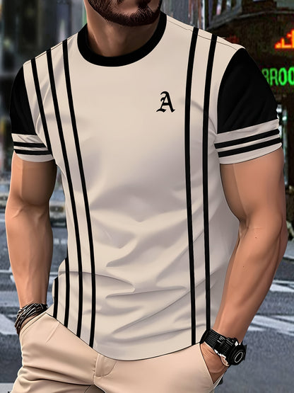 Men'S 3D Digital Print Short-Sleeve T-Shirt, Breathable Round-Neck Top for All Seasons, Non-Transparent, Stylish And Versatile, Comfortable And Lightweight.