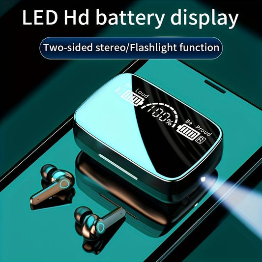 New True TWS Wireless In-Ear Headphones with Digital Display, LED, Charging Case, Wake Up Motion Theater, Noise Cancellation, Touch Control, Volume Control, Wireless, USB Charging, 800mAh Lithium Battery