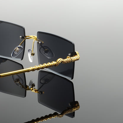 Stylish Unisex Frameless Fashion Glasses with PC Lens & Metal Frame - Rectangular Fashion Eyewear for Women & Men, Perfect for Weddings, Parties, Photography, Shopping, Party Accessories, Chic Eyewear, Elegant Design, Wedding