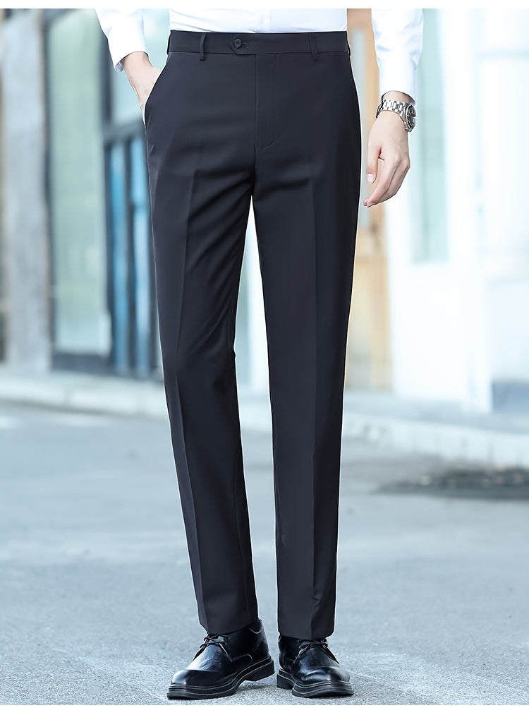 KAISER Men's Classic Solid Color Straight-Leg Dress Pants - Casual & Versatile, Perfect for Spring/Fall