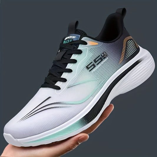Men'S Breathable Mesh Running Shoes - Lightweight, Non-Slip, Shock-Absorbing Sneakers with Air Cushion Technology for Gym, Hiking & Casual Wear - Black & White Design, Gym Shoes
