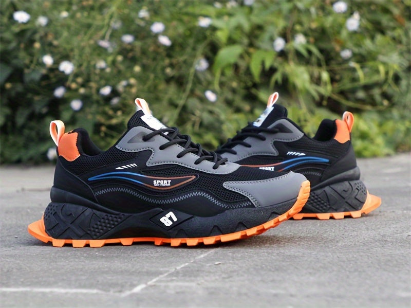 Men's Stylish & Durable Sneakers - Comfortable, Non-Slip Lace-Up Sneakers for Outdoor Activities, Breathable Fabric, All-Season Wear