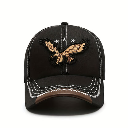 1pc Navy Blue Eagle Embroidered Baseball Cap for Men & Women - Stylish Unisex All-Season Hat with White Stitching, High-Quality Casual Sportswear Accessory, Outdoor Headwear, Trendy Headwear, Sturdy Construction, Sports Fans