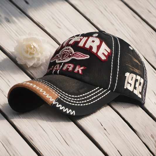 Vintage "SPARK" Baseball Cap - Unisex, Breathable Sun Visor Hat with Fire Park Design for Outdoor, Travel & Hiking, Camping Gear