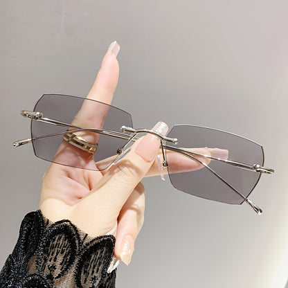 1pc Rimless Square Photochromic Glasses - Elegant & Lightweight, Color-Changing Lenses for Indoor/ Use, Ideal for Daily Wear, School, Business, & Special Occasions, Non-Prescription, Perfect Gift
