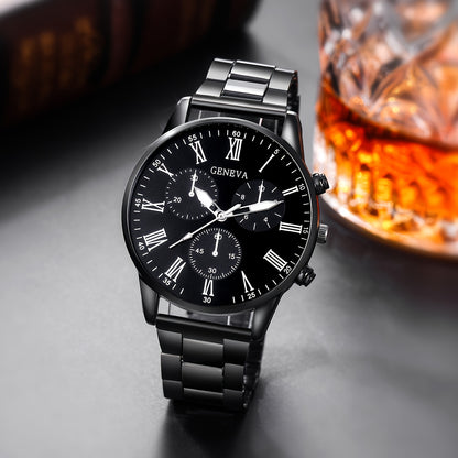 1 Set GINAVE Men'S Casual Fashion Quartz Watch, Round Alloy Case, Stainless Steel Strap, Battery Powered, Non-Waterproof, Electronic Drive, Father'S Day Gift