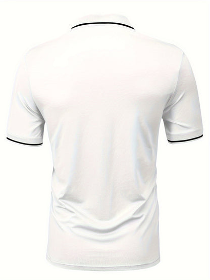 3pcs Men's Casual Fashion Shirts - Breathable Polyester, Short Sleeve, Button-Up with Classic Collar - Machine Washable, Summer Essentials in Black, White, and Beige